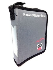 New Kooky Klicker 6 Pens Carrying Case Book Holder Pocket Kollectible Zipper Blk