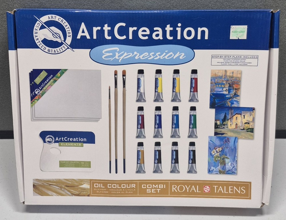 Art Creation Expression Oil Paint Combo Set Brush Canvas Palette