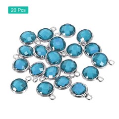 Crystal Birthstone Charm 9mm Dia December Pendant Drop Beads Lake Blue 20Pcs