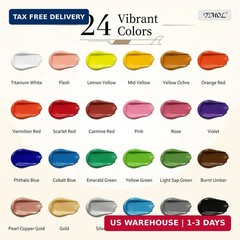 TMOL Acrylic Paint Set, 24 Colors (2 oz/Bottle) with 12 Art Brushes, Art Supplie