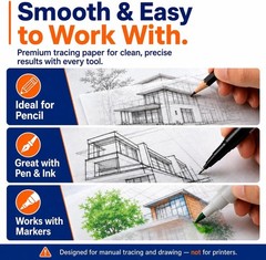 Tracing Paper for Drawing Trace Paper -PSLER 150 Sheets White Translucent Traci