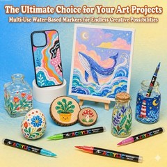 360 Colors Acrylic Paint Markers with a storage box, Soft Brush Tip Acrylic M…