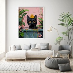 Black Cat Paint by Numbers Kit for Adults Beginner 16×20 Inch DIY Art