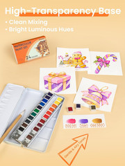 24 Colors Watercolor Paint Set, Intermediate Watercolor with Smooth Mixing Vibra