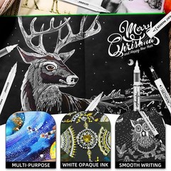 GETHPEN White Ink Pens, Fine Point Gel Pens, Brush Tip Acrylic Markers,white …