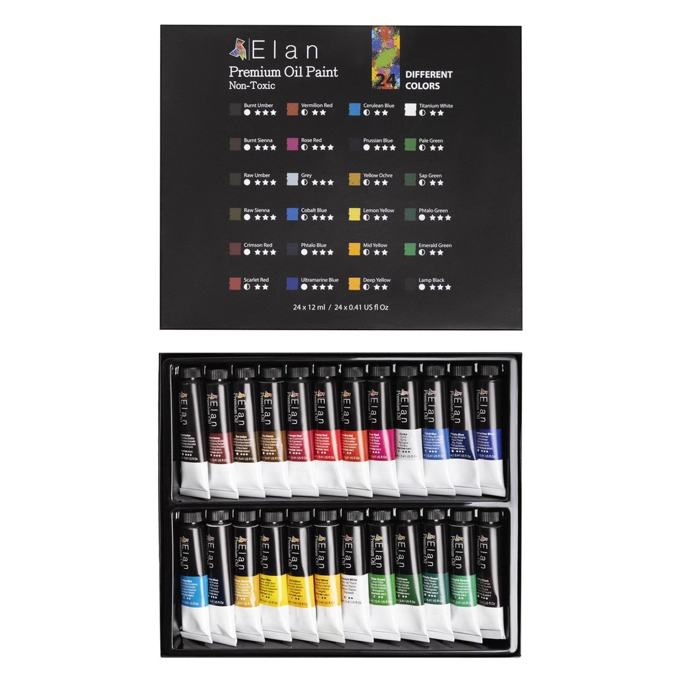 Professional Oil Paint Set, 24 Vibrant Colors Mini Tubes 0.4fl oz, Oil Paints…