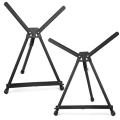 Aluminum 15″ to 21″ Tabletop Easel Display, Black Tripod with Feet, Holds Can…