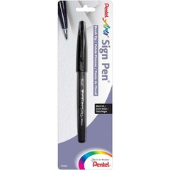 Pentel Arts Sign Pen With Brush Tip Black