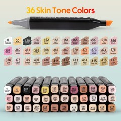 CeleMoon 36 Skin Tone Alcohol Markers Dual Tip Fine & Broad Chisel Permanent…