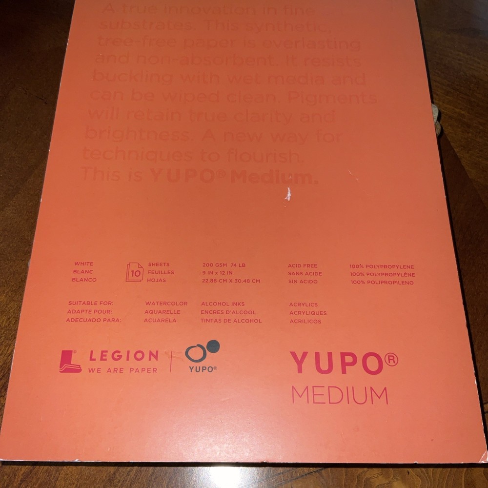 Yupo Medium Paper 9″X12″ 10 Sheets/Pkg White 74lb Legion Paper Watercolors