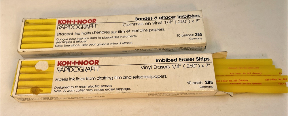 Vintage Koh-I-Noor Rapidograph 285 Imbibed Eraser Strips Full Box +7 = Qty 17