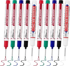 Assorted Colors 10 PCS Long Head Markers – Durable Waterproof Construction Pens