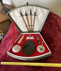 CALLIGRAPHY SET 4 Brushes Ink Writing Fan Box Asian Chinese Artist
