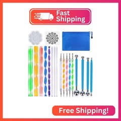 19PCS Mandala Dotting Tools Set with a Zipper Storage Bag for Painting Rocks, AB