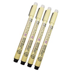 Sakura Pigma Micron 02 Black Pens 0.3mm Line Width Pack of 4 Writing Tools