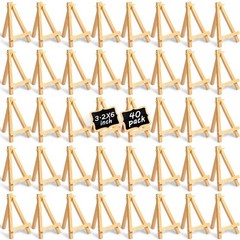 Thenshop 40 Pack Mini Wooden Easels for Display 3.15 x 6 inches, natural wood
