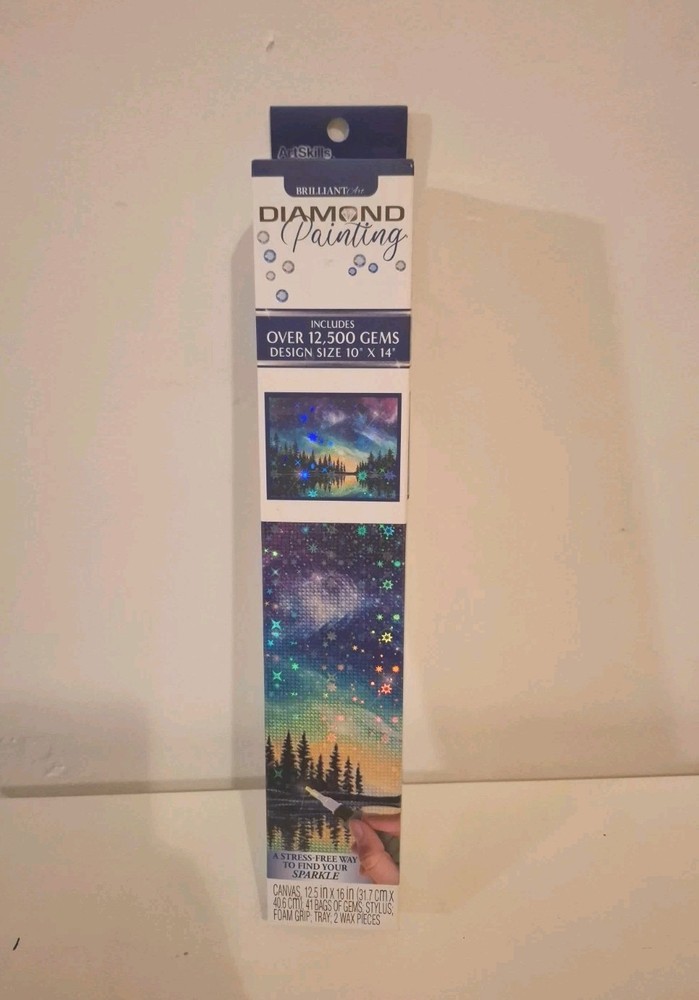 ArtSkills Brilliant Art Diamond Painting Kit 10″x14″ Stars Night Forest Lake NEW