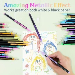 60 PCS Colors Glitter Gel Pens Set Fine Point Markers For Adult Coloring Art