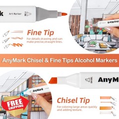 AnyMark Alcohol Markers 60 Colors Dual Tip