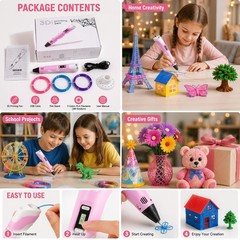 3D Printer Pen Kit LED Screen PLA Filament 3D Drawing Doodle Tool Kids Craft Set