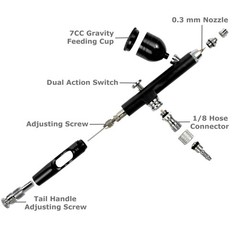 Dual Action Gravity Feed 0.3mm Gun Spray Airbrush Nail Art Paint Tattoo Tool Set