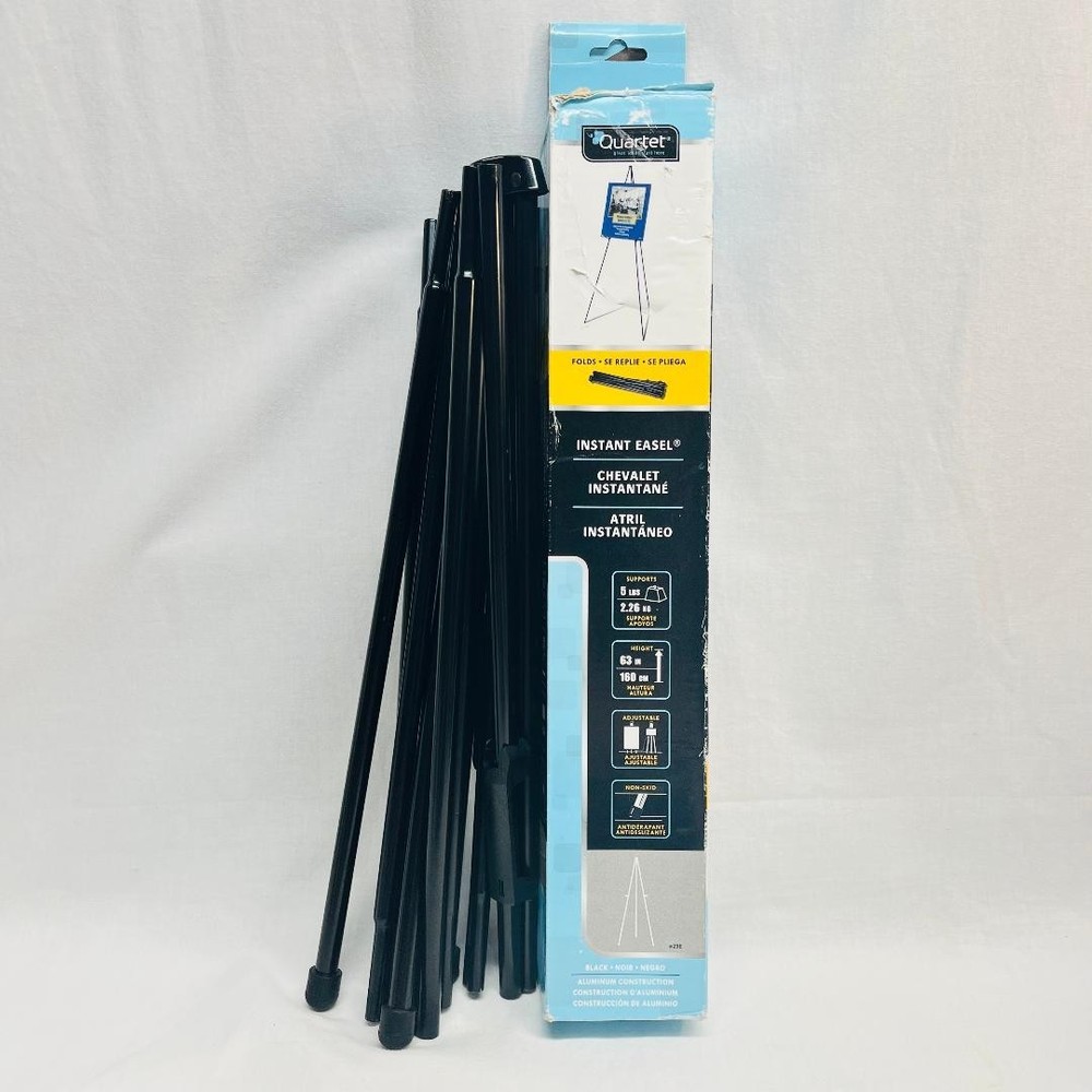 NIB Quartet Collapsible Black Aluminum Construction Easel Supports 5 LB 5′ 3″ H