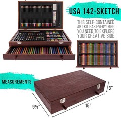162-Piece Mega Wood Box Art Kit – Painting & Drawing Supplies for Adults