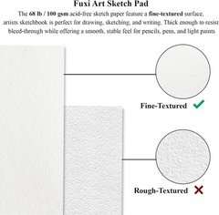Fuxi 9 x 12 Sketch Book, Top Spiral Bound Sketch Pad, 100 Sheets 68lb/100gsm