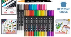 36 Color Dual Tip Art Markers for Coloring, Calligraphy & Craft