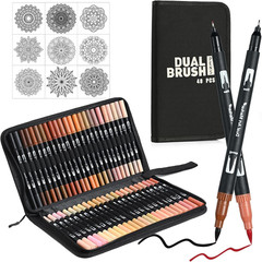 48 Color Skin Tone Double Tip Brush Pens Art Markers,Colored Artist Fine Brush P