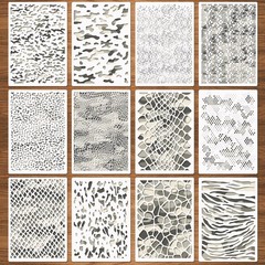 12 Pcs Camo Print Stencils, Large Camouflage 8.3×11.7 inches, translucent