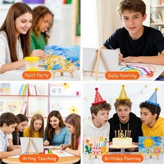 16 Pack 8x10in Canvas Painting Kit, Canvases Board & Easel & Acrylic Paint Se…