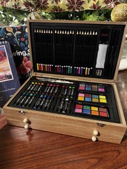 175 Piece Deluxe Wooden Art Set Colored Pencils Paints Pastels Kit & Sketch Pads