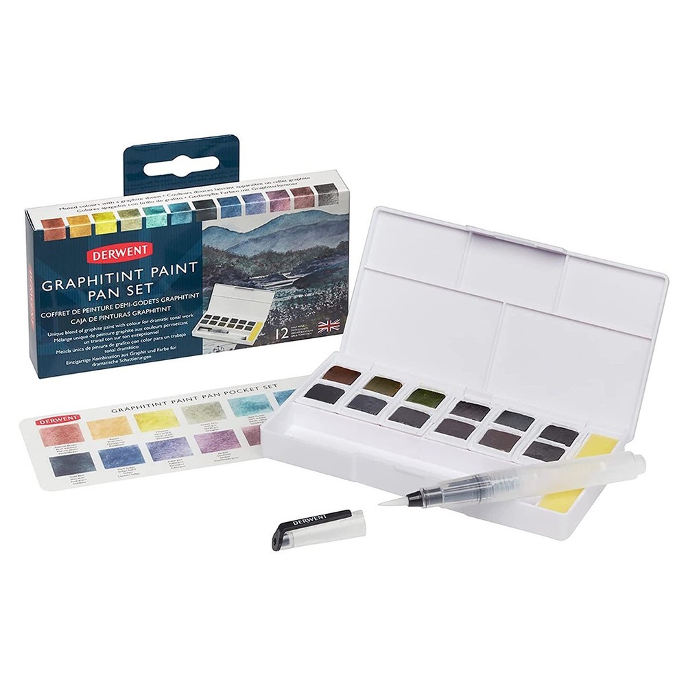Derwent Graphitint Paint 12 Pan Palette [ 2305790 ] Fast Free Shipping