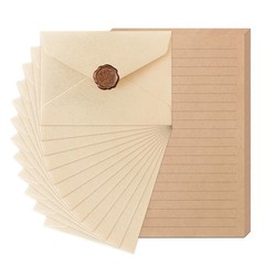 48 Pieces Stationery Set with Envelopes (24 Kraft Paper Sheets + 12 Linen Tex…
