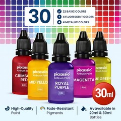 Airbrush Paint, 30 Water-Based, Quick-Drying Colors for Artists & Beginners, …