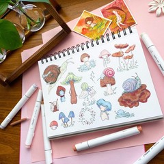 Ohuhu Marker Pads Art Sketchbook – 8.3 X 8.3 Portable Square Size -120 Lb/200