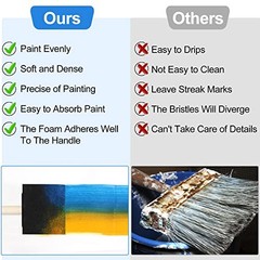24 Pcs Foam Paint Brushes, Wood Handle Sponge Brushes for 24 PCS Wood Color