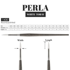 Perla Series 1430 Short Handle Round Artist Watercolor Brush, 10, White Toray…