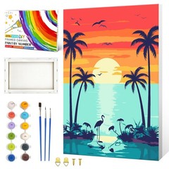 Paint by Numbers Kit for Adults Beginners,Easy Sunset Framed Painting by Numb…
