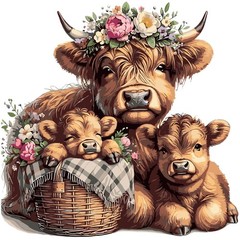 Highland Cow Flower Paint By Numbers DIY Wall Art Decoration Gift Kit