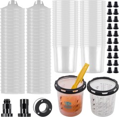 50 Disposable Paint Cups with Lids 20 oz, 190-Micron, 2 Paint Mixing Cups wit…