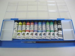 Ferrario Watercolor paint set TINTORETTO 12 tubes 7.5 ml +1 brush made in Italy