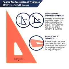 Pacific Arc Drafting Triangle, 4-in, 45/90 degrees, Fluorescent Orange