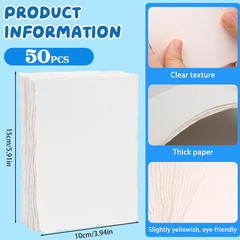 Watercolor Paper 50 Sheets, Watercolor Cards 4 X 6 Inch 300 GSM, Cotton Handmade