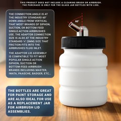 10 Airbrush 2.7oz Plastic Jar Bottles 60° Angle Adaptor Lid Assembly Single-Act