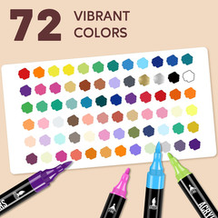 Pagather 72 Colors Acrylic Paint Markers, Dual Tip with Fine Tip and Brush Tip P