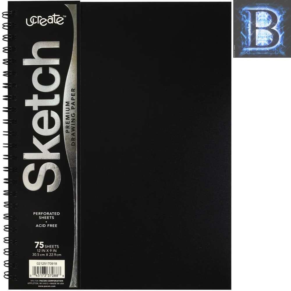 75 Sheet Heavyweight Sketch Book – Acid Free, 9″ x 12″ with Perforated Pages