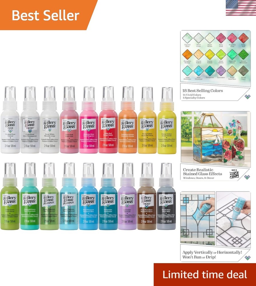 Versatile Non-Toxic Acrylic Paint Set for Windows – 18 Bottles of Colorful Fun