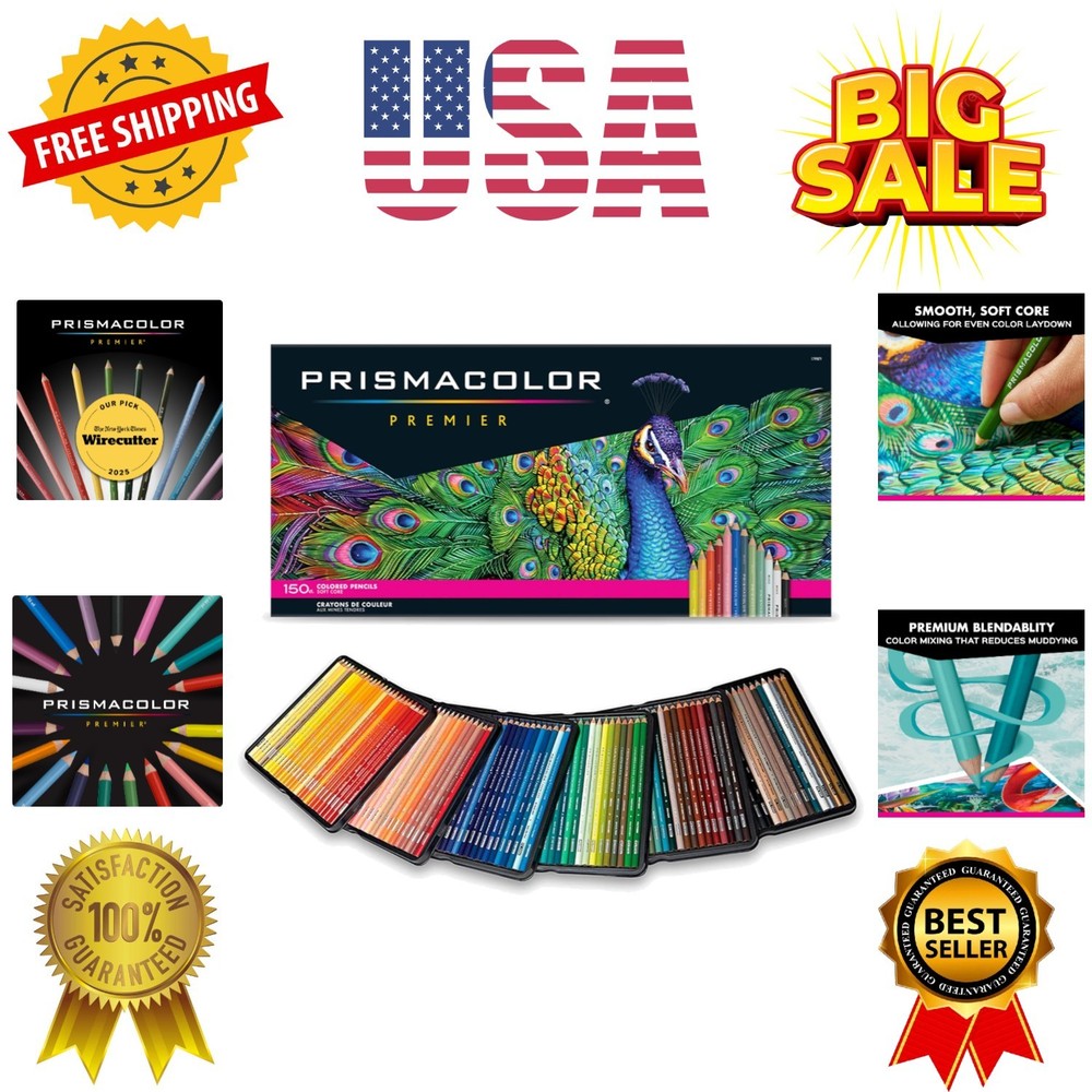 Premier Colored Pencils, Soft Core, Assorted Colors, 150 Count – Durable, Vib…